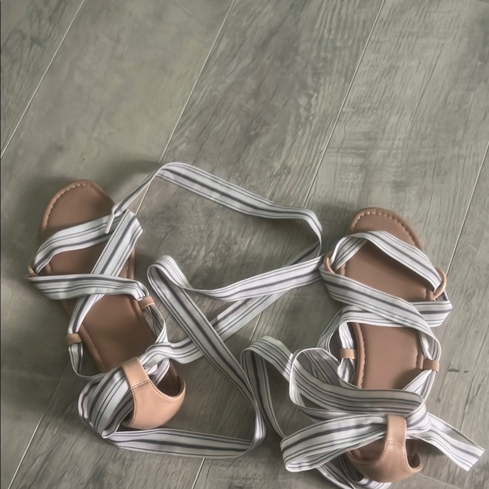 Old Navy Striped White and Tan Sandals